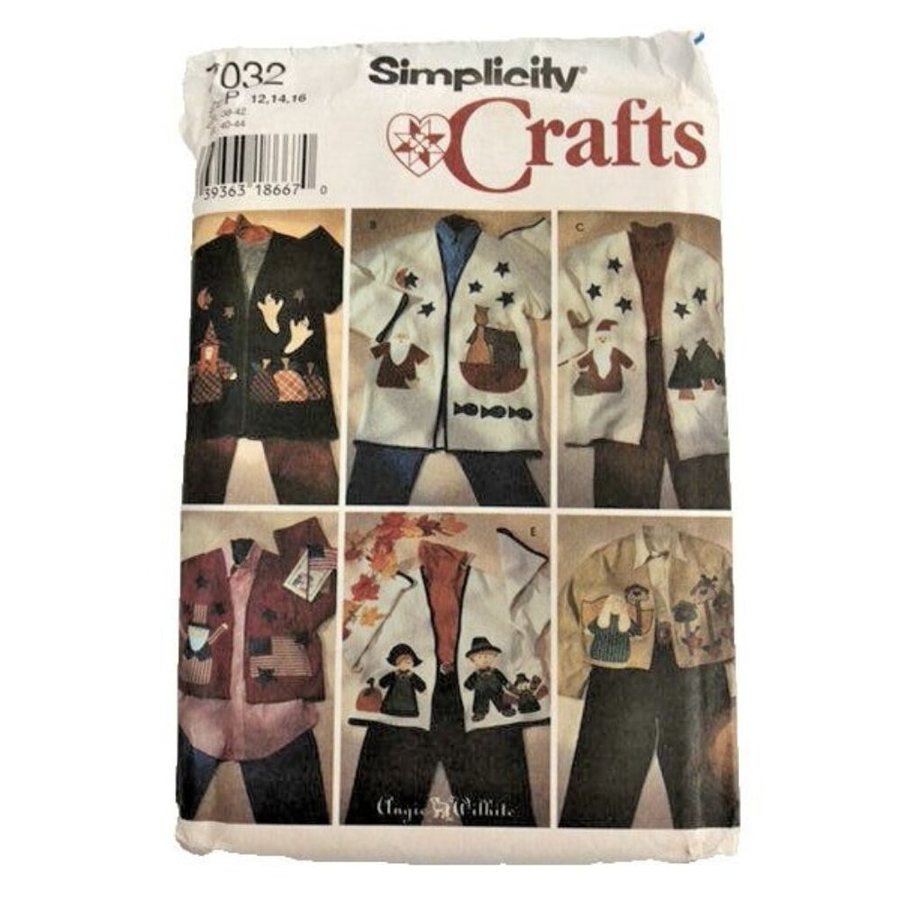 Vintage Simplicity Crafts Sewing Pattern 7032 Applique Jackets Size 12-16 Uncut